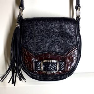 Brighton black brown shoulder bag braided strap Western Horse Shoe